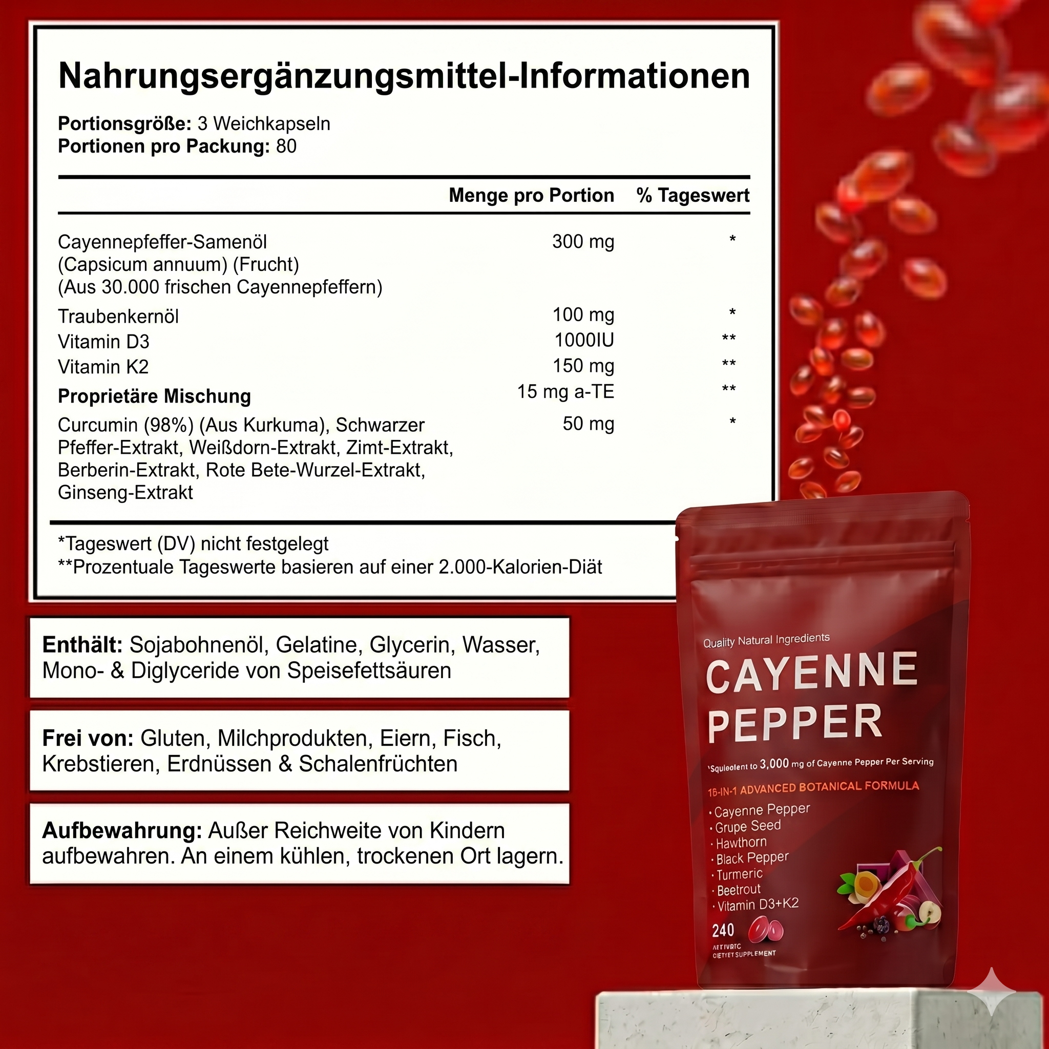 Mer Cayennepfeffer Softgels für Erektile Dysfunktion