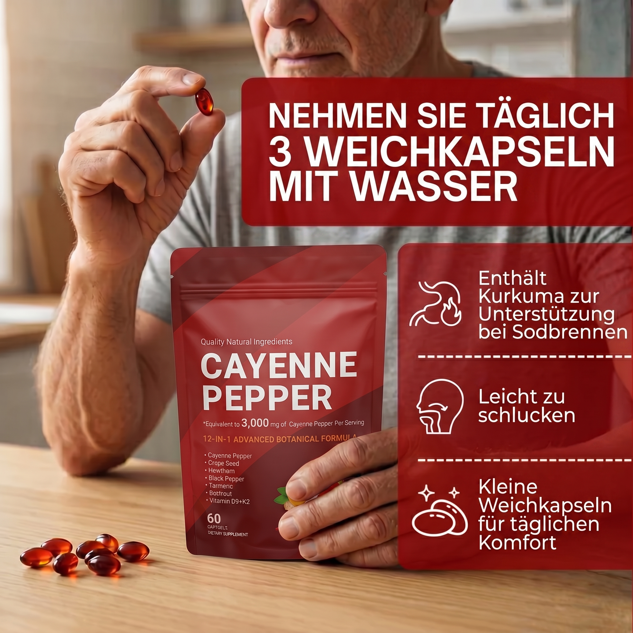 Mer Cayennepfeffer Softgels für Erektile Dysfunktion